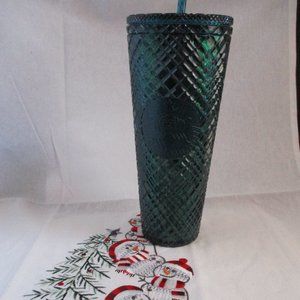 2021 Starbucks Holiday Christmas Venti GREEN Jeweled Studded Tumbler Bea…